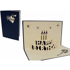 Pop Up Karte, 3D Karte, Torte, blau, N1
