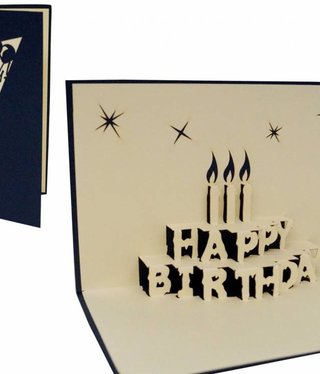 Pop up birthday card, birthday cake (blue)
