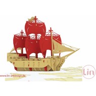 3D Pop Up Puzzle, Piratenschiff (rot)
