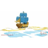 3D Pop Up Puzzle, Piratenschiff (blau)