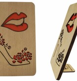 Grußkarten aus Holz, Holzkarten, Glückwunschkarte, Shopping Gutschein, Schuhe , Lipstick, N607