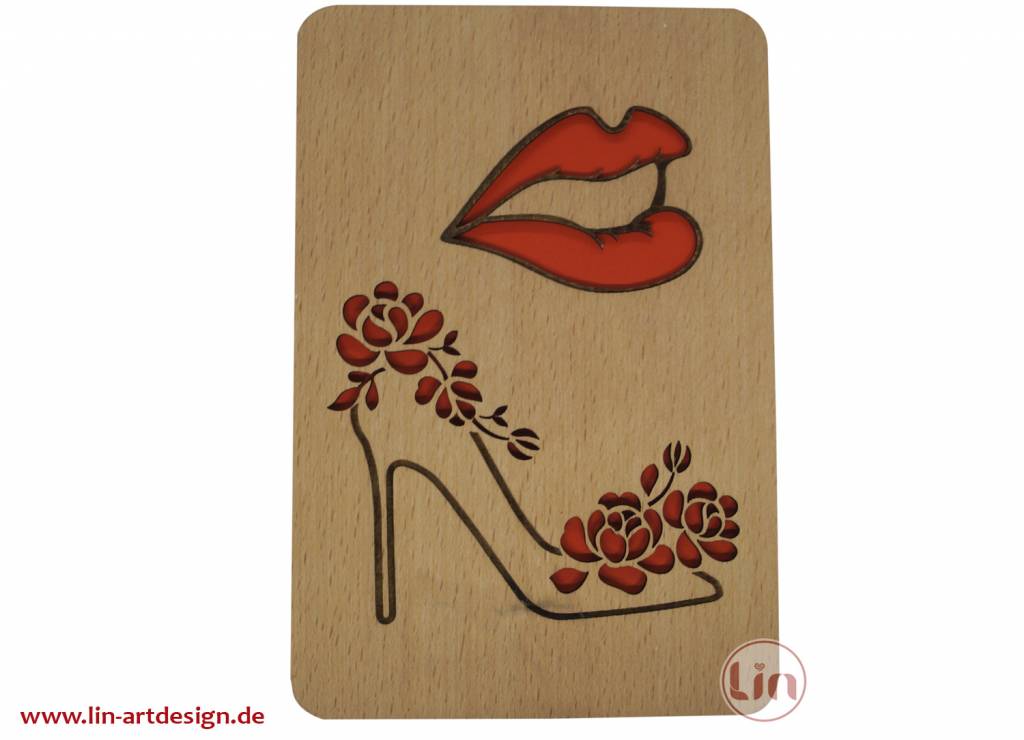 Wooden Greeting Cards, Wooden Cards, Greeting Card, Shopping Voucher, Shoes , Lipstick, N607