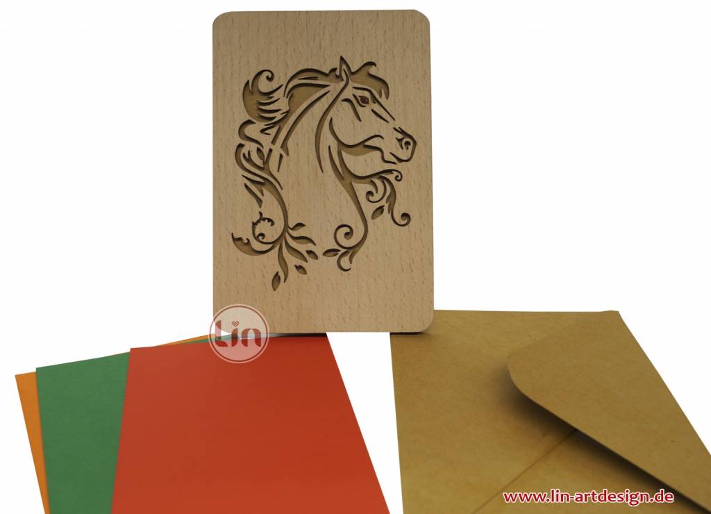 Wooden cards, wooden greeting card, greeting card, birthday card, horse, N608