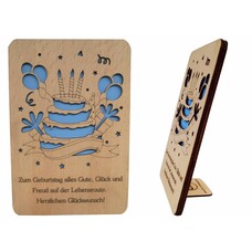Wood greeting card, Wood cards, Birthday cake, N600