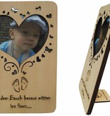 Grußkarte aus Holz, Holzkarten, Glückwunschkarte, Geburtskarte, Herz Geburt, N604