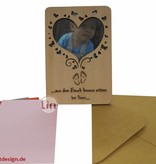 Wood greeting card, birth greetings, N604