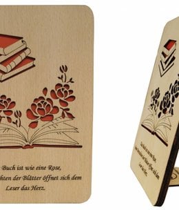 Grußkarte aus Holz, Holzkarten, Glückwunschkarte, Geburtstagskarte, Rosen, Buch Gutschein, N605