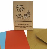 Wood greeting card, Books and roses, N605