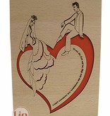 Grußkarte aus Holz, Holzkarten, Valentinskarte, Hochzeitskarte, Brautpaar auf Herz, N603