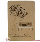 Holzkarte, Holzkarten, Glückwunschkarte, Geburtstagskarte, Ruhestand, Parkbank, N609