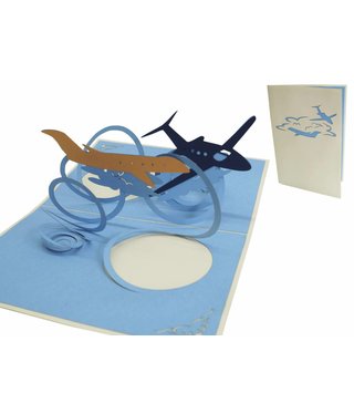 Pop up greeting card, rising planes