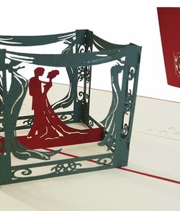 Pop Up Karte, 3D Karte, Hochzeitskarte, Brautpaar Pavillon, N83