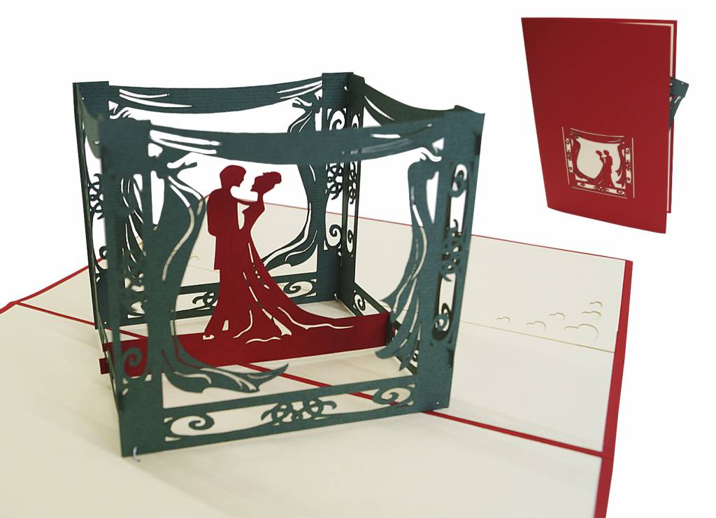 Pop Up 3D Karte, Hochzeitseinladung, Hochzeitskarte, Brautpaar Pavillon, LINPopUp®, N83
