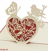 Pop Up card, 3d card, valentine card, wedding card, heart, butterfly, bird, LINPopUp®, N65