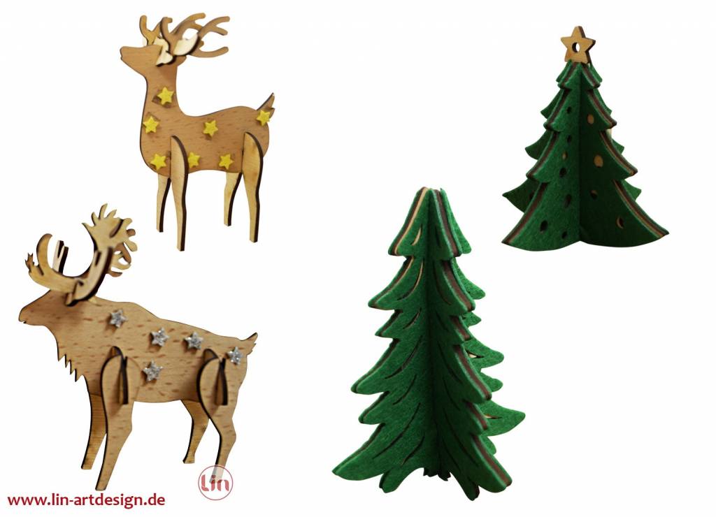 DIY Christmas decoration, Christmas trees and reindeers, arts and crafts