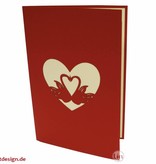 Pop Up 3D Card, Valentine's Day Card, Wedding Invitation, Wedding Card, Swans, LINPopUp®, N87