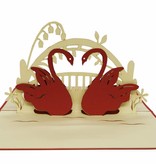 Pop Up 3D Card, Valentine's Day Card, Wedding Invitation, Wedding Card, Swans, LINPopUp®, N87