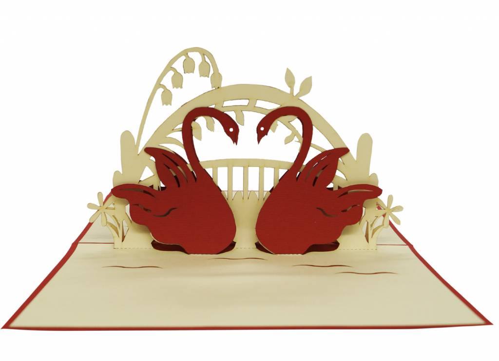 Pop Up 3D Karte, Valentinskarte, Hochzeitseinladung, Hochzeitskarte, Schwäne, LINPopUp®, N87