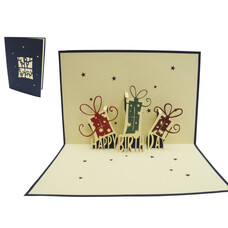 LINPOPUP Pop Up Karte, 3D Karte, Geschenke, blau, N3