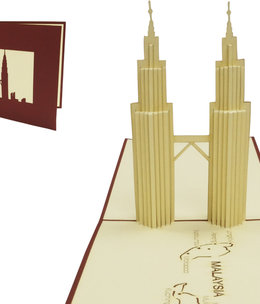 LINPOPUP Pop Up Card, 3D Card, Malaysia, Petronas Tower, N164