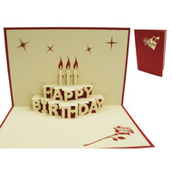 LINPOPUP Pop Up Card, 3D Card, Cake, red, N2