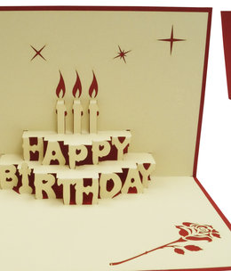 LINPOPUP Pop Up Card, 3D Card, Cake, red, N2