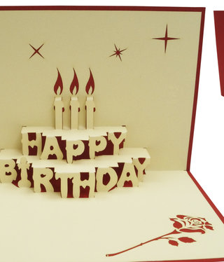 LINPOPUP Pop Up Card, 3D Card, Cake, red, N2