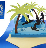 Pop Up 3D Karte Deluxe , Geburtstagskarte, Glückwunschkarte, Reisegutschein, Insel Urlaub Surfer, N714