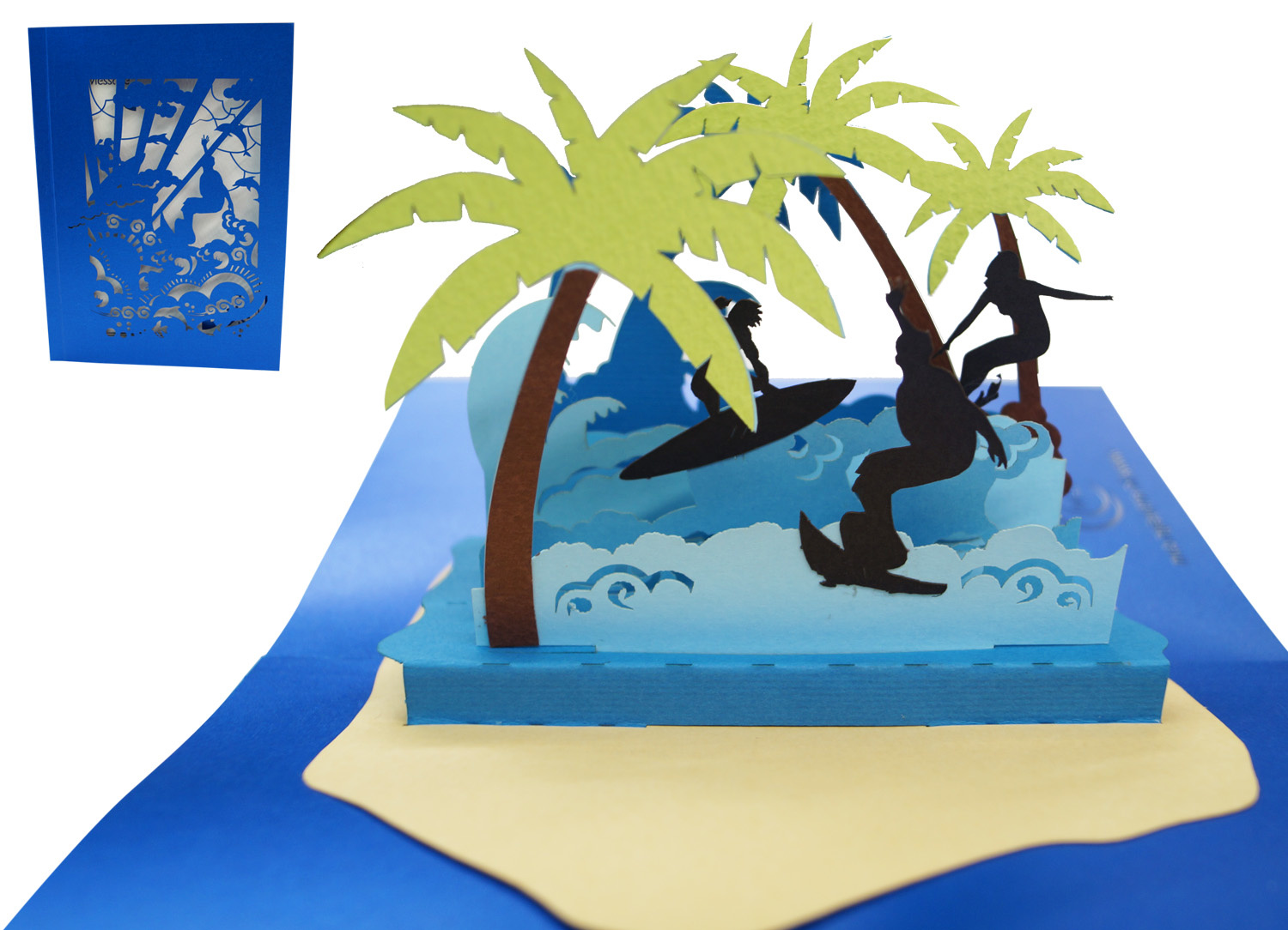 Pop Up 3d Karte Geburtstagskarte Reisegutschein Insel Urlaub Surfer Pop Up Karten Von Lin Online Shop Fur 3d Grusskarten Papeterie Exklusive Geschenke Und Designprodukte
