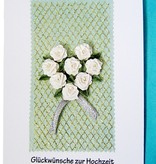 Quilling card white roses heart