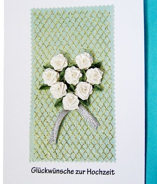 Quilling card white roses heart