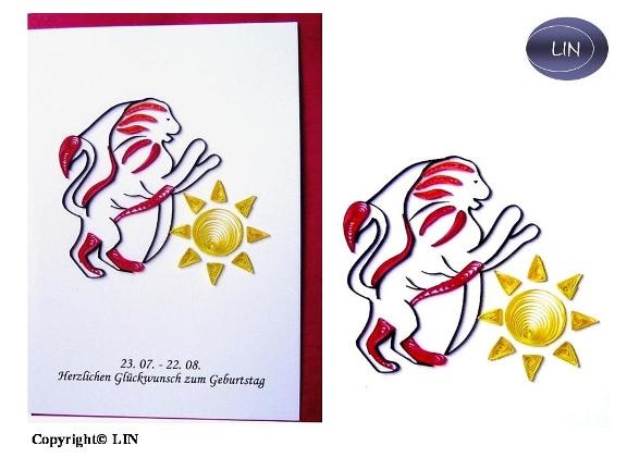 Quilling card zodiac Leo