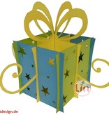 LIN DIY, 3D Pop Up Puzzle, Weihnachtsgeschenk, Weihnachtsdekoration, Klappbare Geschenkbox, Geschenk (Gelb-Hellblau)