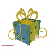 LIN DIY, 3D Pop Up Puzzle, Weihnachtsgeschenk, Weihnachtsdekoration, Klappbare Geschenkbox, Geschenk (Gelb-Hellblau)
