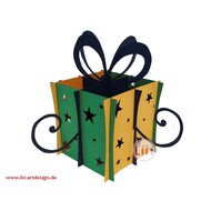 LIN DIY, 3D Pop Up Puzzle, Weihnachtsgeschenk, Weihnachtsdekoration, Klappbares  Geschenk (Grün-Orange)