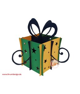 LIN DIY, 3D Pop Up Puzzle, Weihnachtsgeschenk, Weihnachtsdekoration, Klappbares  Geschenk (Grün-Orange)