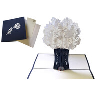 LINPOPUP Pop Up Card, 3D Card, Condolence, Sympathy Card, White Roses, N367