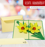 LINPOPUP POP UP Card - Blossoms - Flowers - Garden - 3D Birthday Card - Greeting Card with Flowers - Gift Card Flower Motif - Folding Card - Yellows  Blossoms, LIN17750, LINPopUp®, N700