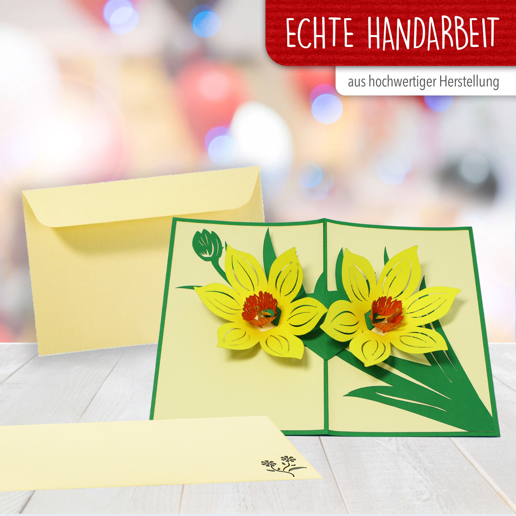 LINPOPUP POP UP Card - Blossoms - Flowers - Garden - 3D Birthday Card - Greeting Card with Flowers - Gift Card Flower Motif - Folding Card - Yellows  Blossoms, LIN17750, LINPopUp®, N700