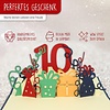 LINPOPUP POP Up 3D Karten 10 Geburtstag Jubiliäum, POP UP Karten Geburtstag, Pop Up Geburtstagskarte, Geburtstagskarte 10 Jahre Jubiläum, Grußkarten 10. Geburtstag, Blau, LIN17753, LINPopUp®, N395