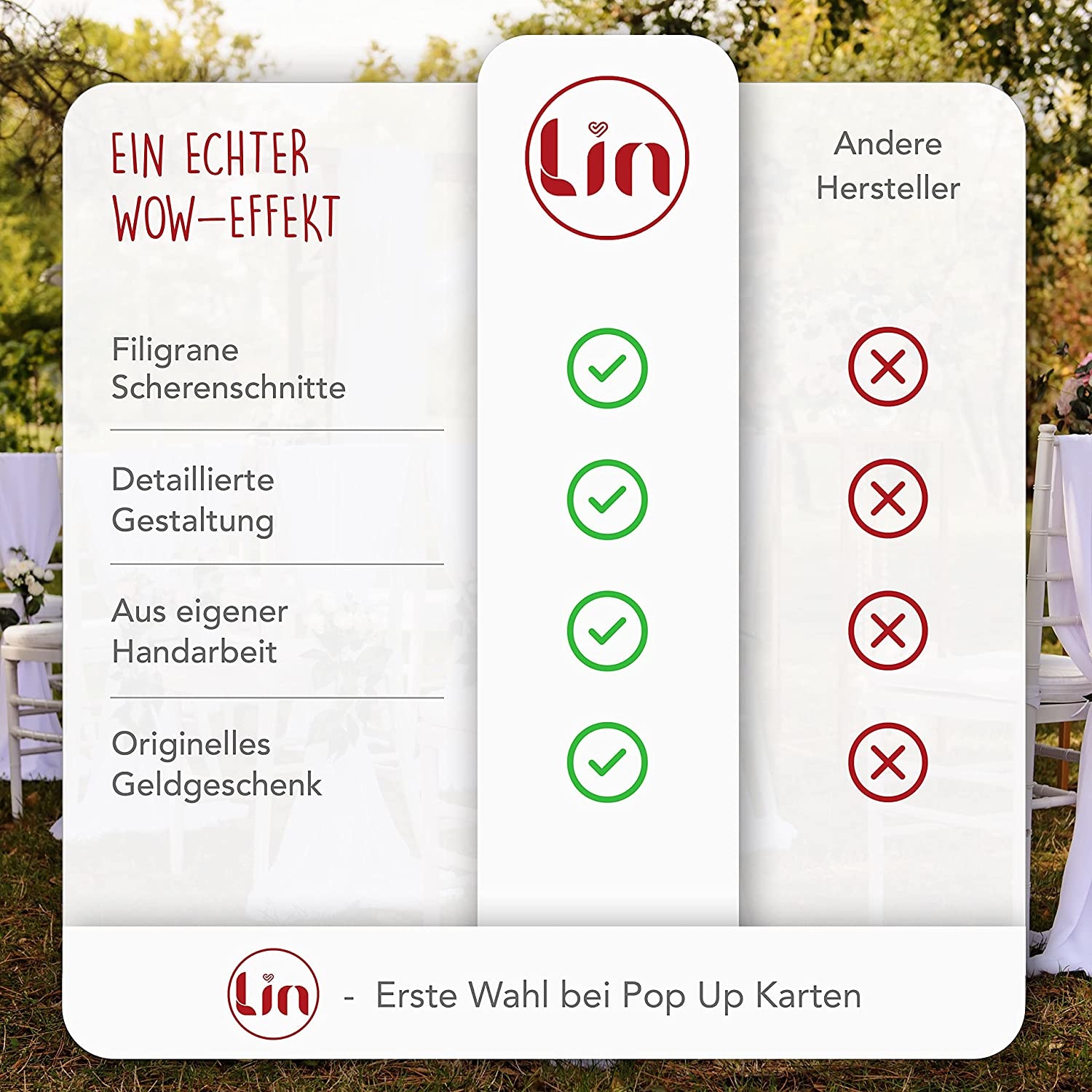 LINPOPUP Pop Up 3D Karte, Hochzeitskarte, Hochzeitseinladung, Flitterwochen, Hochzeitsauto, LIN17383, LINPopUp®, N256