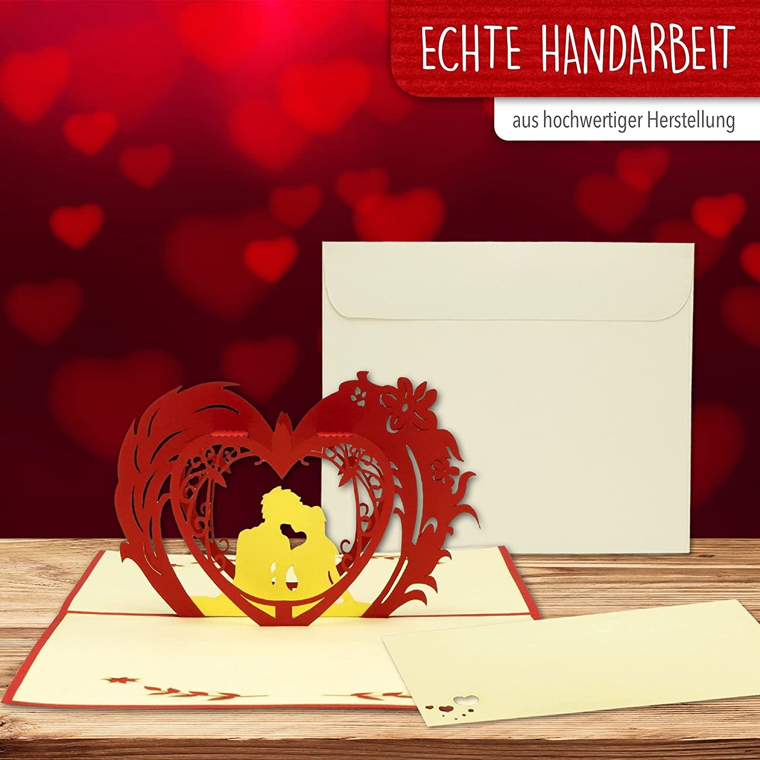 Pop Up 3D Card, Valentine's Day Card, Wedding Invitation, Wedding Card, Couple Heart LINPopUp®, N60