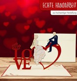 Pop Up 3D Karte, Hochzeitskarte, Hochzeitseinladung, Brautpaar Herz, N254
