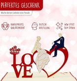 LINPOPUP Pop Up 3D Karte, Hochzeitskarte, Hochzeitseinladung, Brautpaar Herz, LIN17381, LINPopUp®, N254