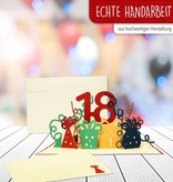 LINPOPUP POP UP 3D Karte, Geburtstagskarte 18 Jahre, Grußkarten Geburtstag 18, Pop - Up Karte, POP UP Karten Geburtstag, Hochzeitstag 18 Jahre, Jubiläum 18 Jahre, LIN17639, LINPopUp®, N371