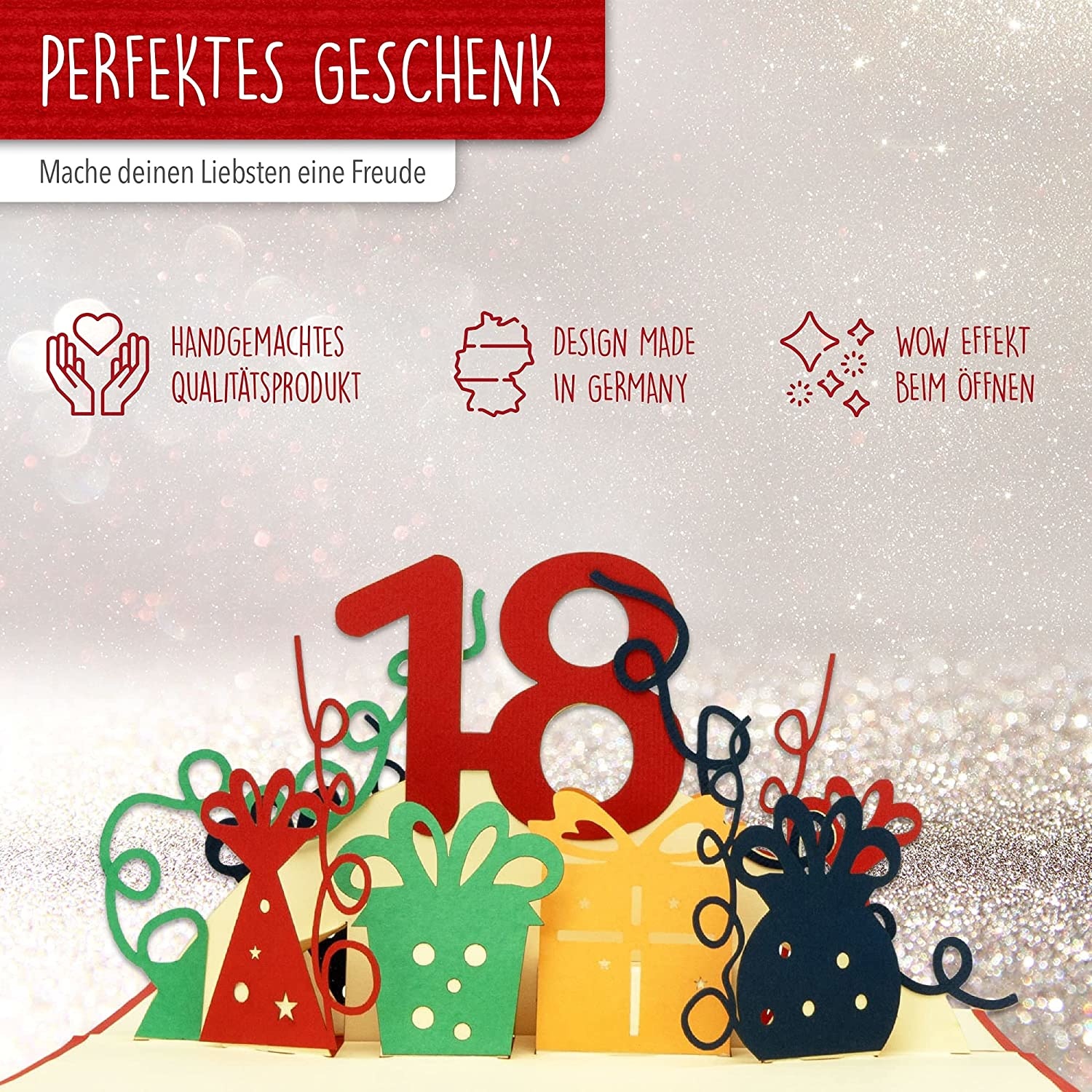 LINPOPUP POP UP 3D Karte, Geburtstagskarte 18 Jahre, Grußkarten Geburtstag 18, Pop - Up Karte, POP UP Karten Geburtstag, Hochzeitstag 18 Jahre, Jubiläum 18 Jahre, LIN17639, LINPopUp®, N371