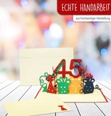 LINPOPUP POP UP 3D Karte, Pop Up Geburtstagskarte 45 Jahre, Grußkarten Geburtstag 45, Pop - Up Karte, POP UP Karten Geburtstag, Hochzeitstag 45 Jahre, Jubiläum 45 Jahre, LIN17641, LINPopUp®, N373