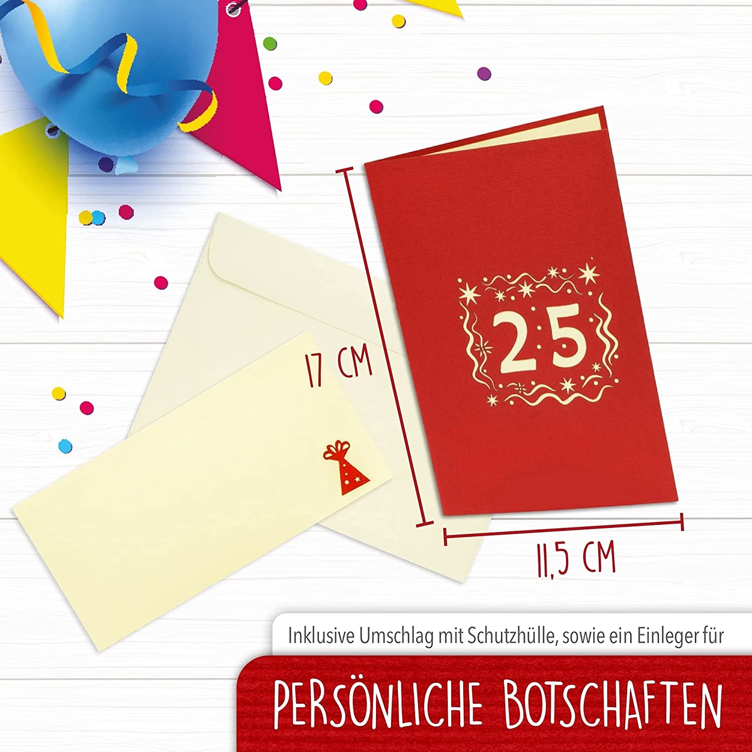 Pop Up 3D Karte, Geburtstagskarte, Glückwunschkarte, Gutschein, 25. Geburtstag, N286