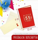 LINPOPUP Pop up birthday card, 55th birthday, birthday invitation, happy birthday, birthdaycard, LIN17370, LINPopUp®, N244