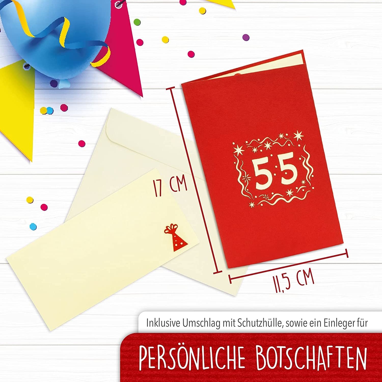 Pop up birthday card, 55th birthday, birthday invitation, happy birthday, birthdaycard, No. 244
